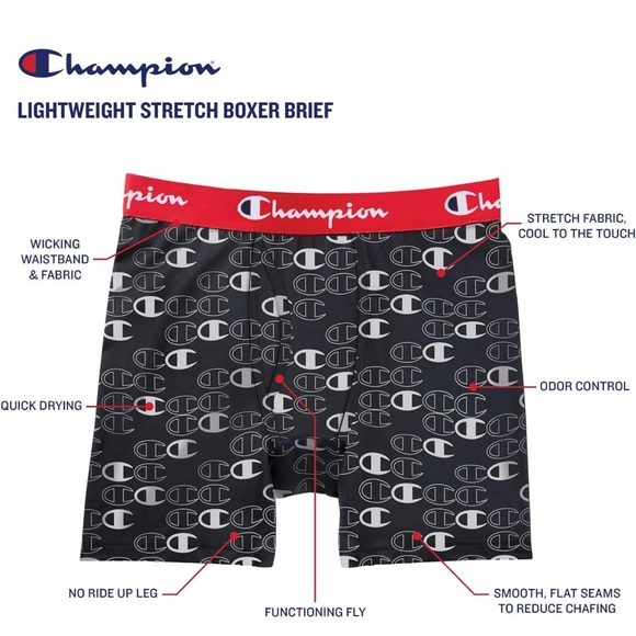 Champion Lightweight Breathable Everyday Comfort 3 Pack Boxer Briefs Size S - Picture 4 of 8